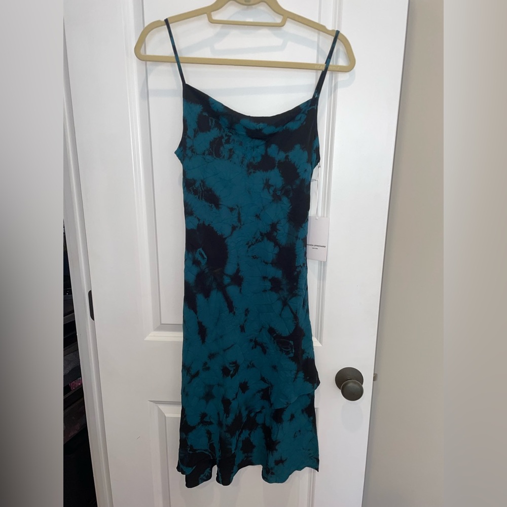 Amanda Uprichard Tie Dye Ansonia Slip Dress Black Size Medium